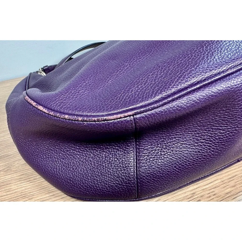 Coach F38259 Harley Large Purple Pebbled Leather Hobo Crossbody Bag Adjustable